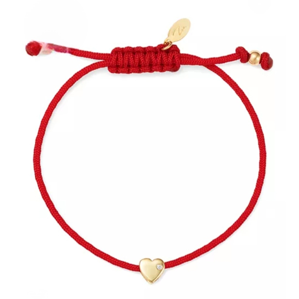 Chic Red Bracelet with Gold Heart Charm